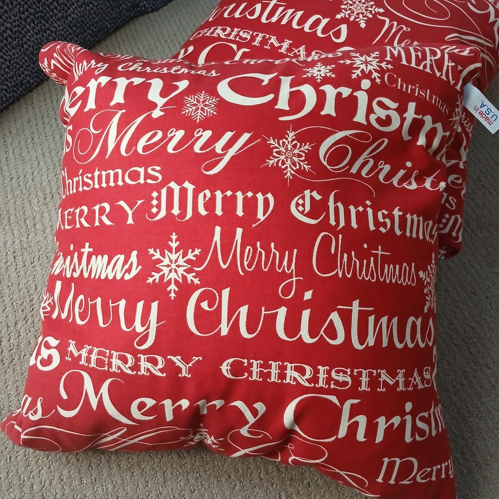 Newport Red and White feather Christmas Pillows